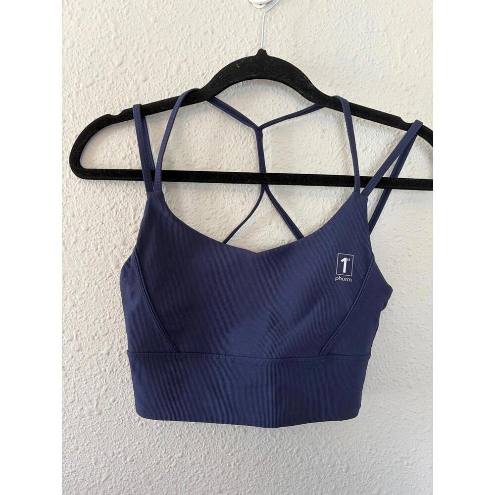 1st Phorm Blue ribbed sports bra size M. No removable pads. EUC